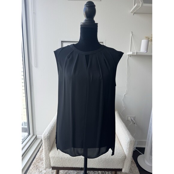 Cece Tops - Cece Black Keyhole Neck Sleeveless Tank Size Medium